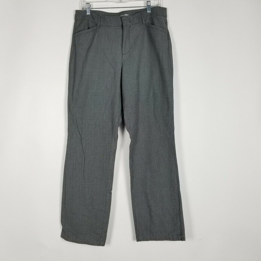 Dockers Women's Pants Size 12‎ M Grey Herringbone Slacks Career Straight Leg